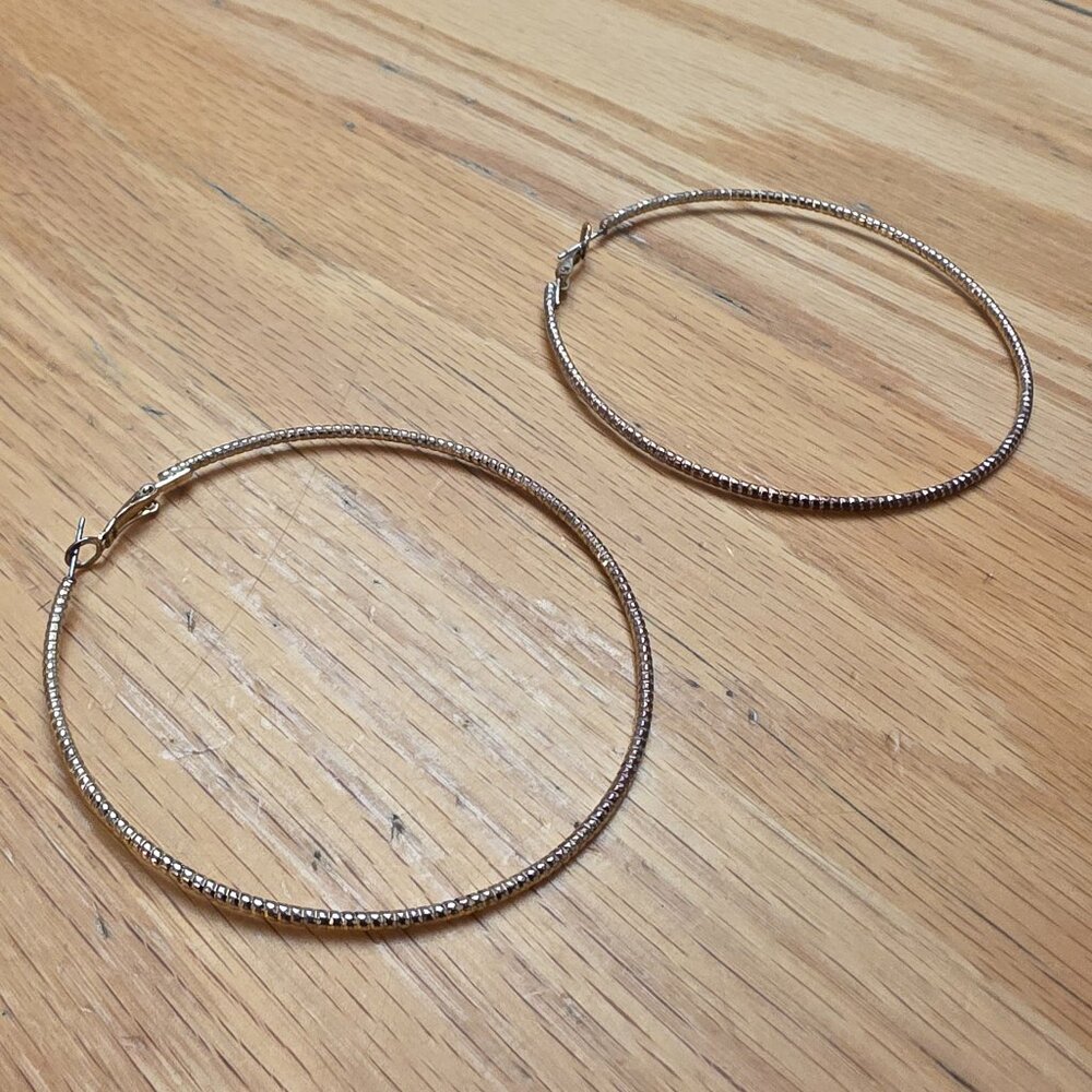 Etsy Large Textured Gold Tone Hoops